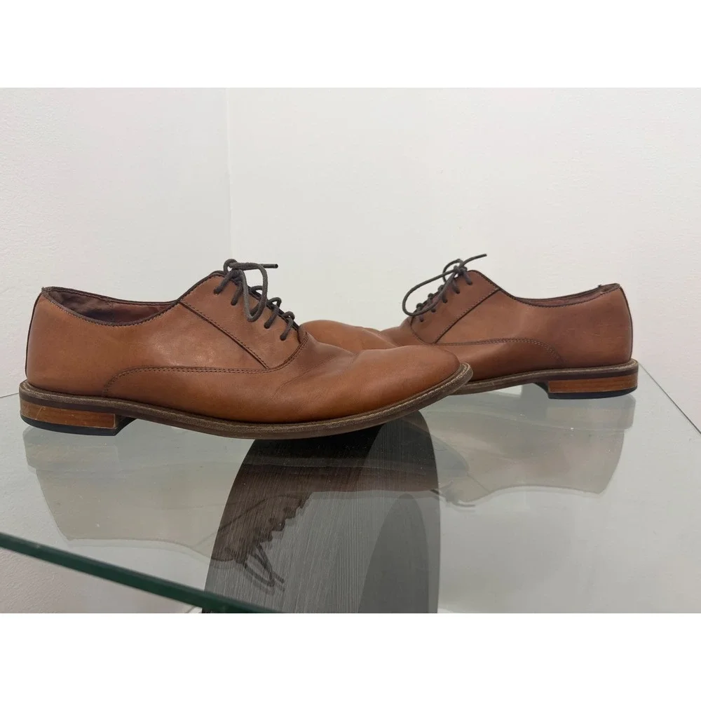 Vince Camuto Lawsen Mens Cognac Brown Leather Oxford Dress Shoes VY-LAWSEN 12M